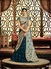 Royal Blue Colour Latest Heavy Designer Wedding Wear Raw Silk And Velvet Thread Cord And Sequins Embroidery Bugle Beads Handwork Fancy Lahenga Style Saree Collection 4906